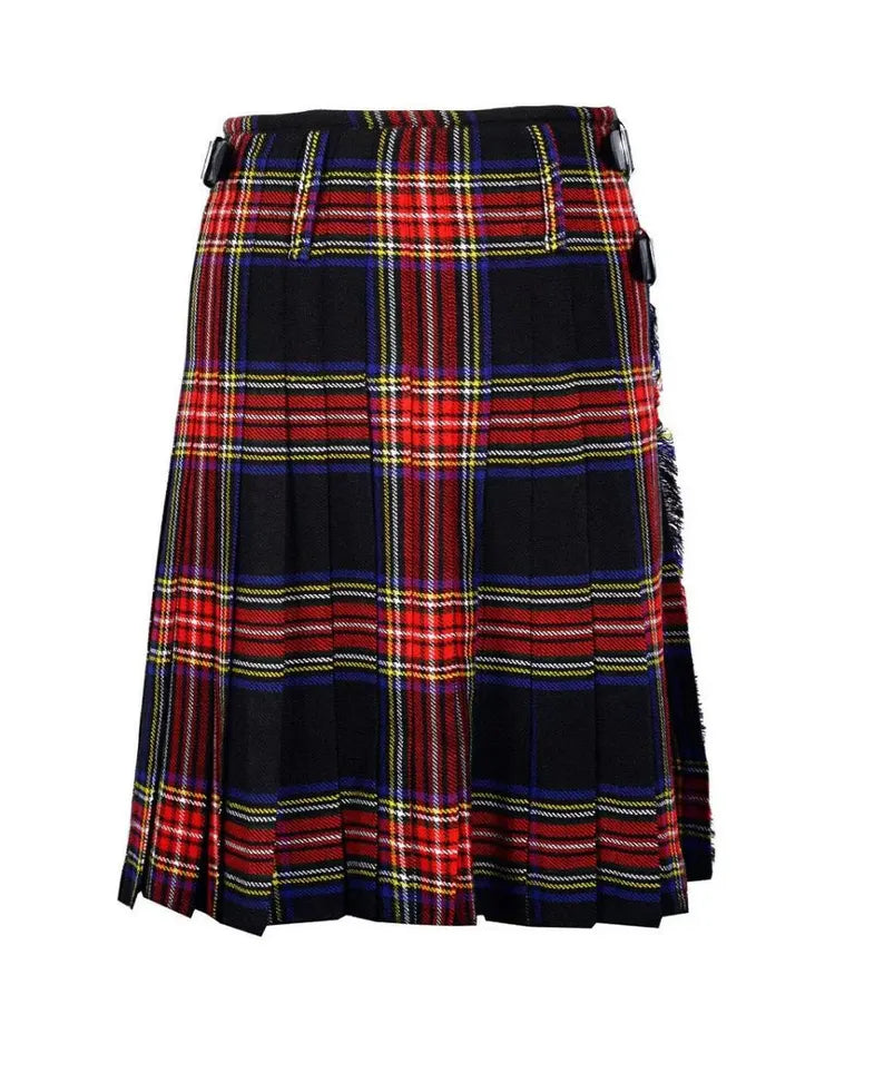 Scottish Black Stewart Tartan Kilt For Men Custom Handmade Traditional 8 Yard kilts