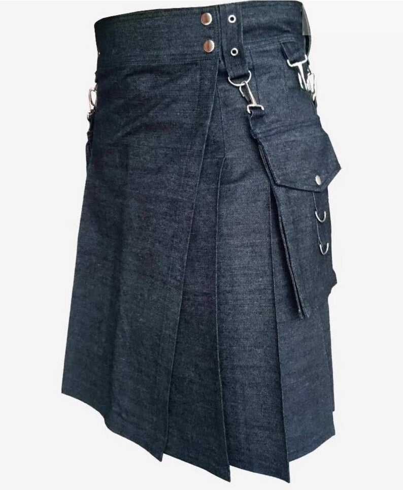 Scottish Blue Modern Denim kilt Outfits Kilt For Men’s