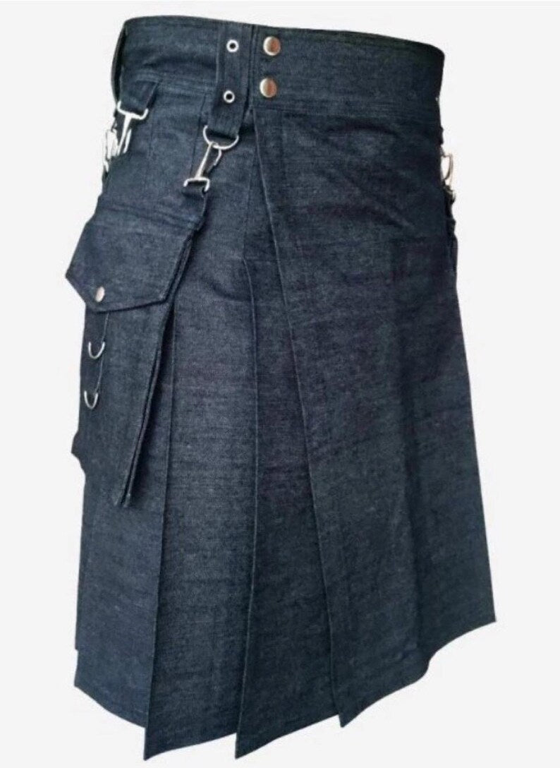 Scottish Blue Modern Denim kilt Outfits Kilt For Men’s