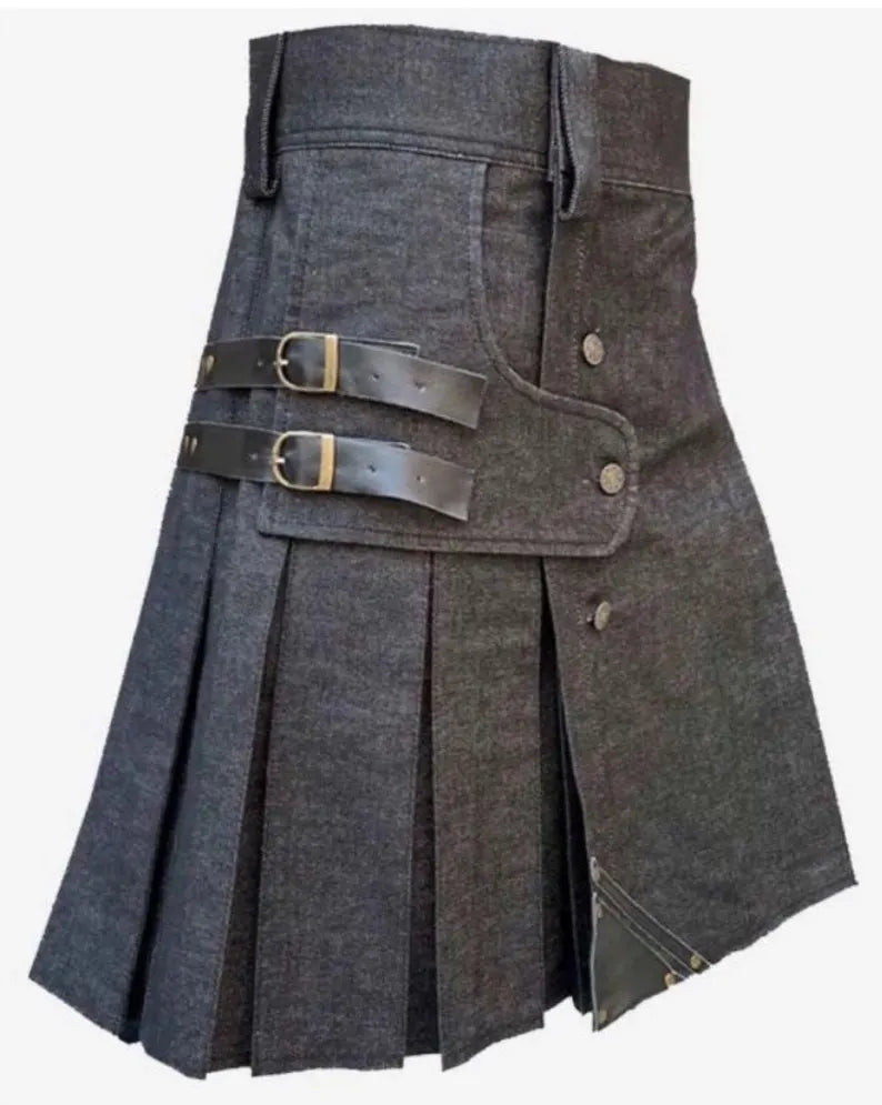 Scottish Fashion Denim Utility Kilt For Men’s !