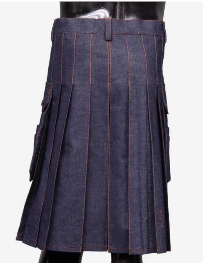 Scottish Melodic Blue Deluxe Denim Utility Kilt For Men’s
