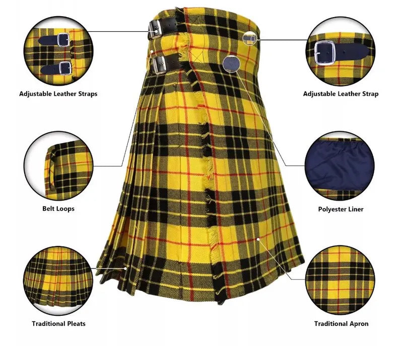 Scottish Macleod Of Lewis Tartan Kilt For Men Custom Handmade Traditional 8 Yard kilts