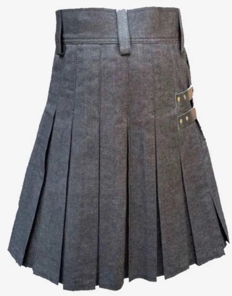 Scottish Fashion Denim Utility Kilt For Men’s !