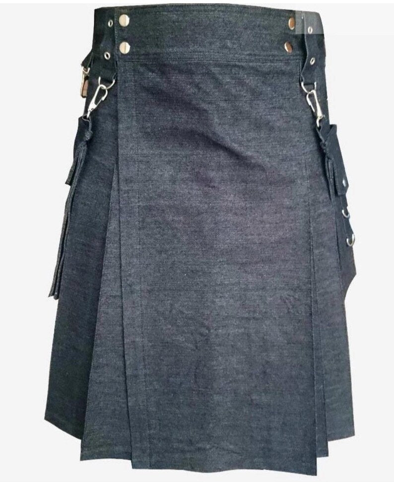 Scottish Blue Modern Denim kilt Outfits Kilt For Men’s