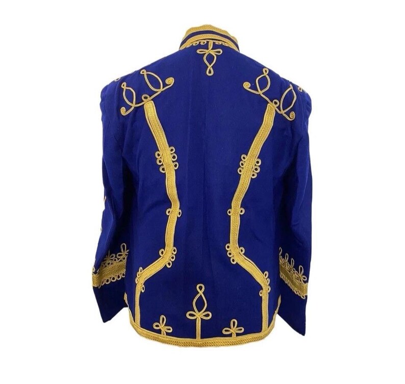 Men’s Royal Blue Military Uniform Napoleonic Tunic Pelisse Jimi Hendrix Hussar Jacket Men’s