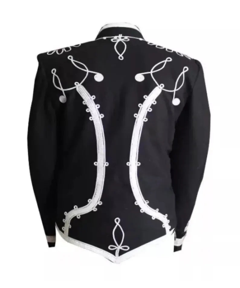 Men's Black Wool Hussar Jacket: Military Napoleonic Uniform