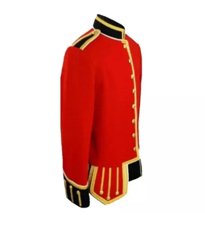 Men’s Scottish Red Doublet Kilt Jacket Highland Military Uniform Doublelet Jacket!