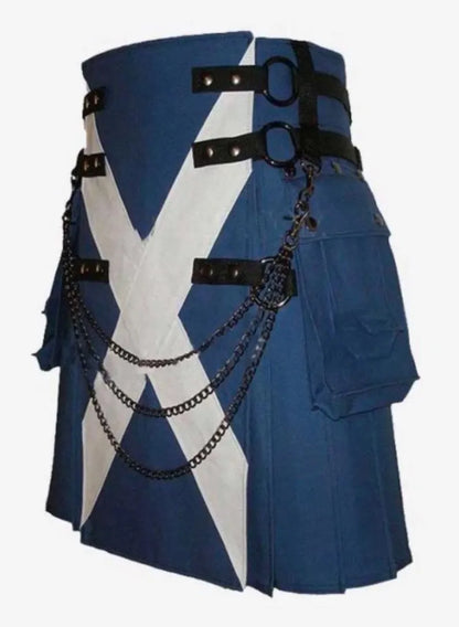 Scottish Saint Flag Kilt In Royal Blue Colour For Men’s