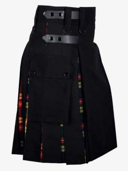 Scottish Black Cotton Buchanan Tartan Kilt For Men’s