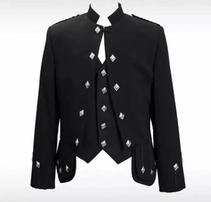 Scottish Men’s Blend Wool Double Military Tunic Sherrifmuir Kilt Jacket & Vest