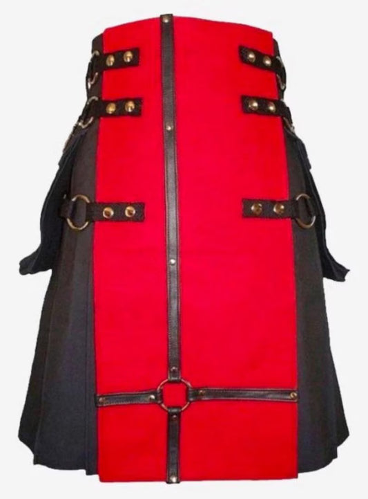 Scottish Black & Red Gothic Style Kilt For Men’s