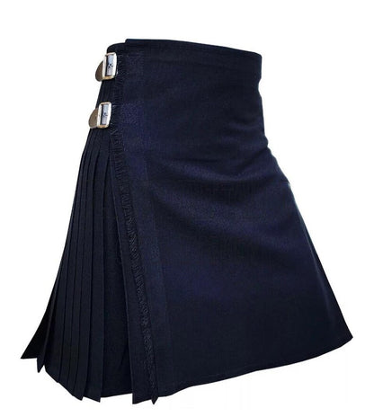 Scottish Solid Black Tartan Kilt For Men Custom Handmade Traditional 8 Yard kilts