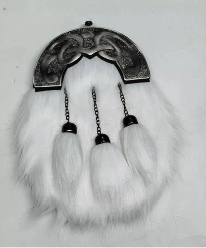 White Rabbit Vegan Kilt Sporran 100% Synthetic Fur And Vegan Leather