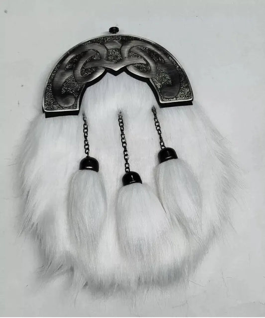White Rabbit Vegan Kilt Sporran 100% Synthetic Fur And Vegan Leather