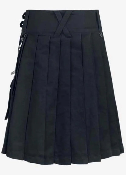 Scottish Calle Black Grunge Gothic Utility Kilt For Men’s