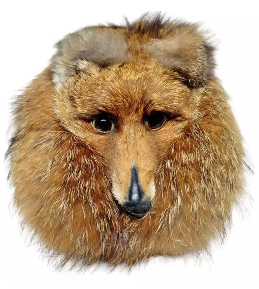 Full Mask Brown Fox Head Sporran With Real Leather Back and Chain Belt