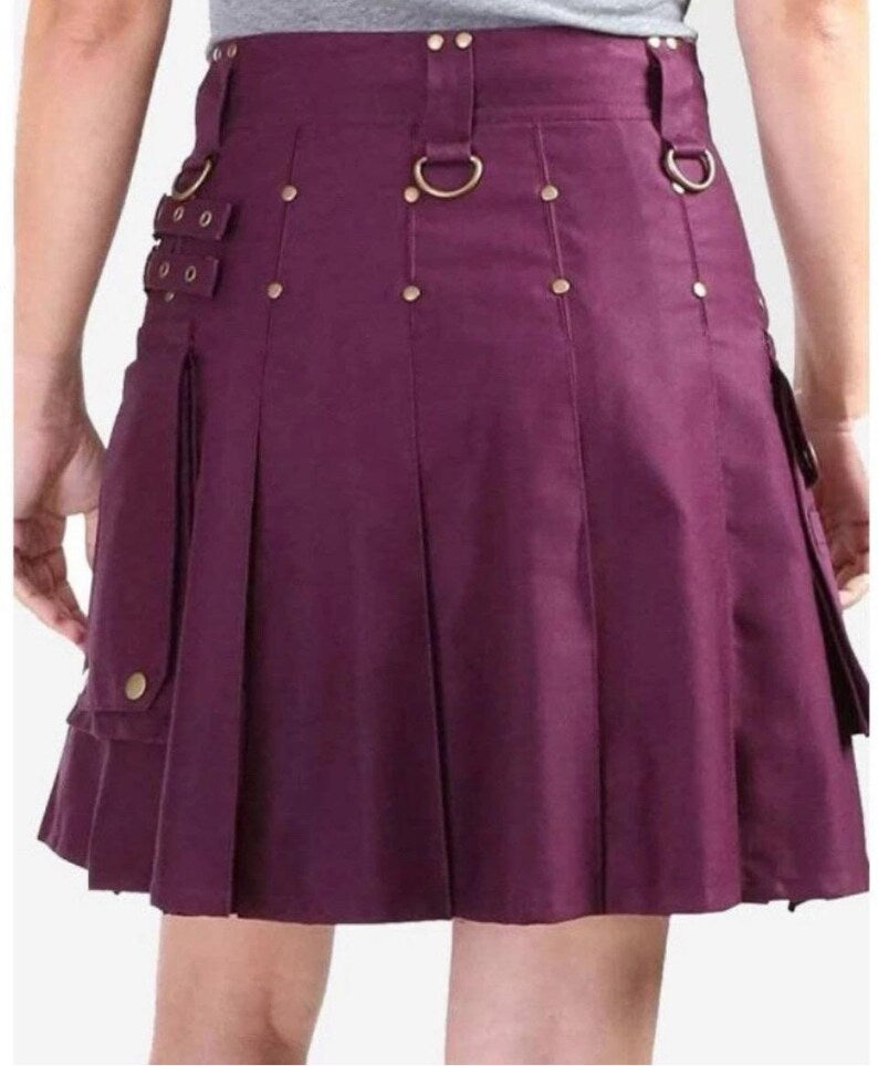 Scottish Kilt For women’s IN Deep Burgundy Colour
