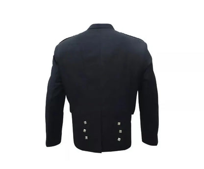 Scottish Men’s Black Prince Charlie Jacket With WaistCoat Wedding Kilt Jacket