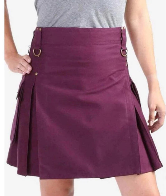Scottish Kilt For women’s IN Deep Burgundy Colour