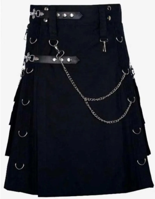 Scottish Steampunk Gothic Utility Fashion Kilt For Men’s