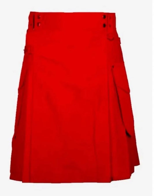 Scottish Red Modern Utility Kilt For Men’s