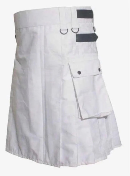 Scottish Classic White Utility Kilt for Men’s