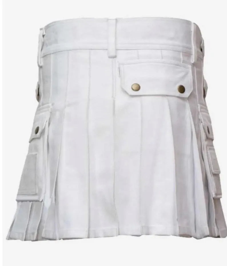 Scottish Women kilt OutFit IN White Cotton