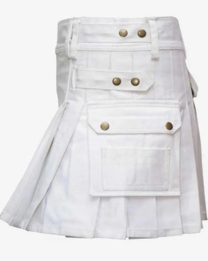 Scottish Women kilt OutFit IN White Cotton