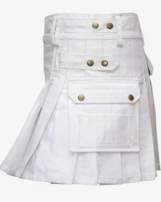 Scottish Women kilt OutFit IN White Cotton