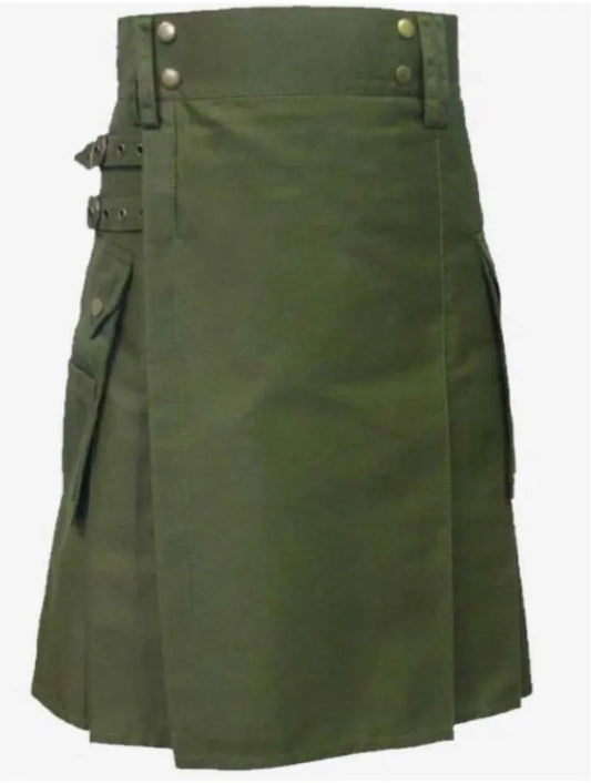 Scottish Olive Green Utility Kilt For Men’s