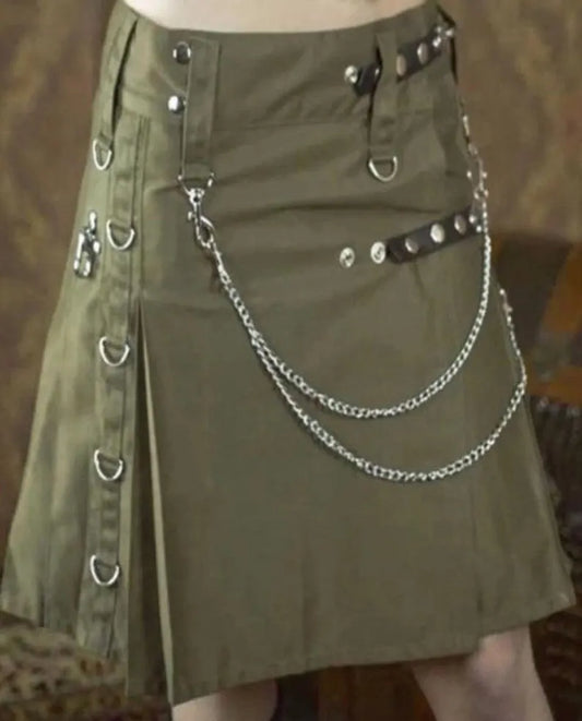 Scottish Women’s Green Olive Kilt Modern Cotton Fabric