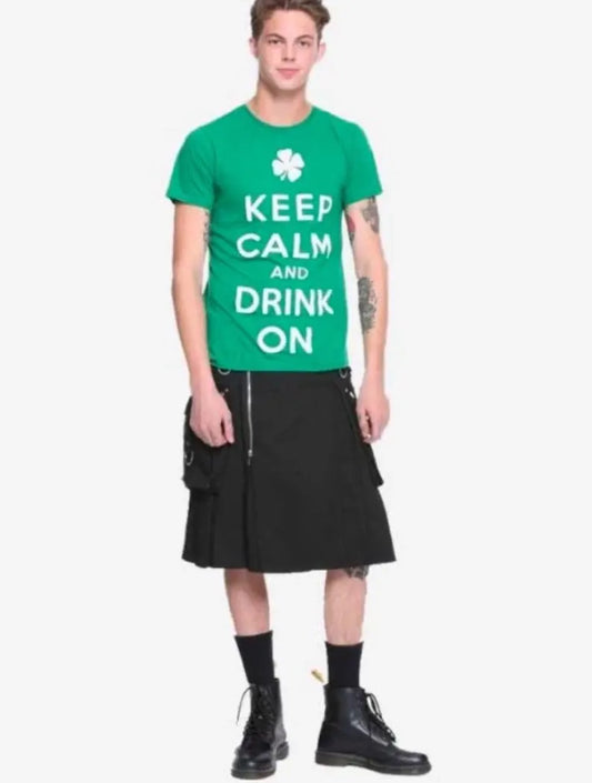 Scottish Black Tripp Utility Handmade Kilt For Men’s