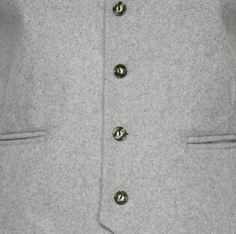 Men's Light Grey Wool Kilt Jacket & Waistcoat: Scottish Wedding Outfit