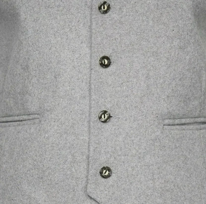 Men's Light Grey Wool Kilt Jacket & Waistcoat: Scottish Wedding Outfit