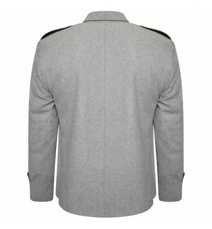 Men's Light Grey Wool Kilt Jacket & Waistcoat: Scottish Wedding Outfit