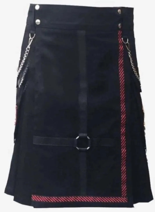 Scottish Standard Black Utility Kilt For Men’s