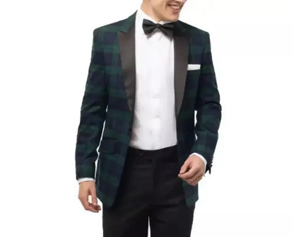 Scottish Men’s Black Watch Tartan Blazer Jacket Weeding Coat
