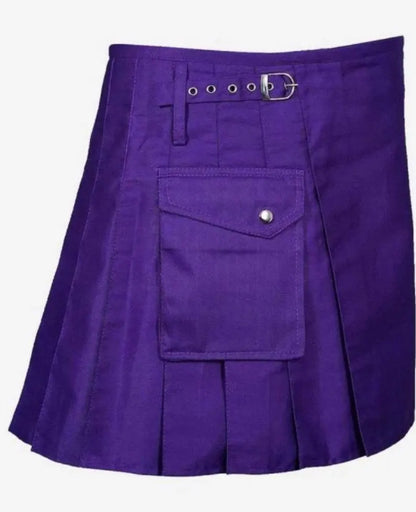 Scottish Women kilt IN Jeans Purple Cotton Fabric