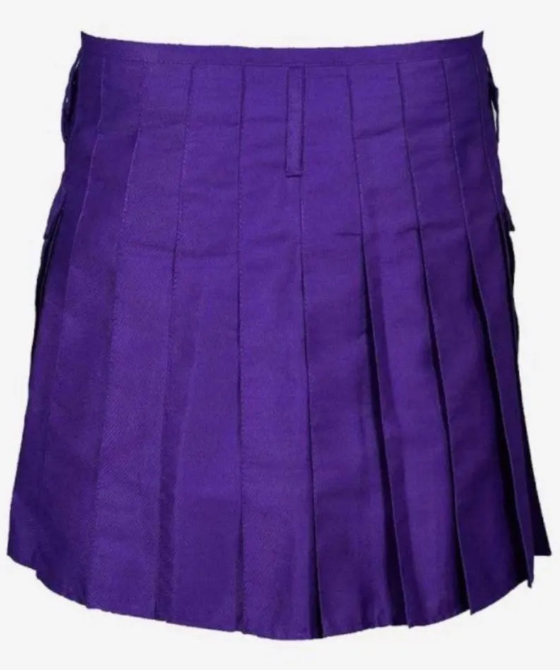 Scottish Women kilt IN Jeans Purple Cotton Fabric