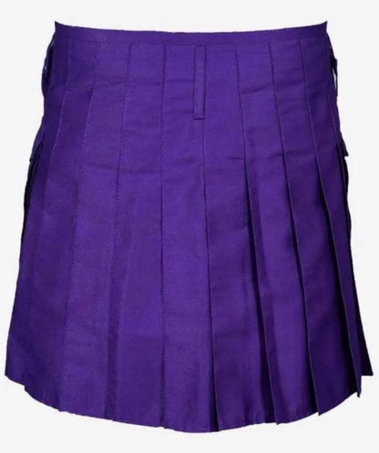 Scottish Women kilt IN Jeans Purple Cotton Fabric