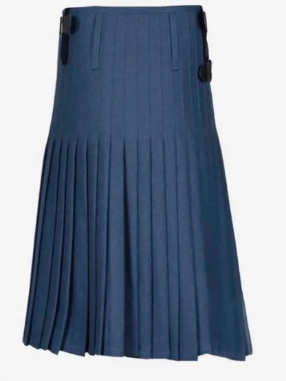 Scottish Premium Blue Cotton Utility Kilt For Men’s
