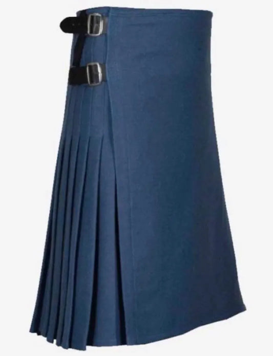 Scottish Premium Blue Cotton Utility Kilt For Men’s