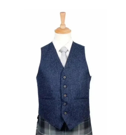 Scottish Men’s Blue Serge Wool Kilt Jacket With Vest