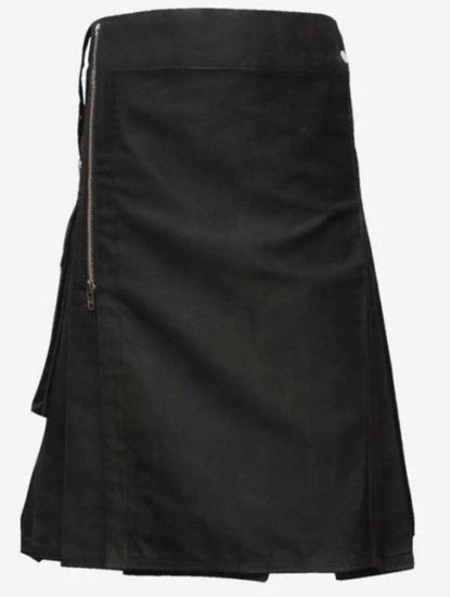 Scottish Gothic Fashion Black Utility Kilt For Men’s