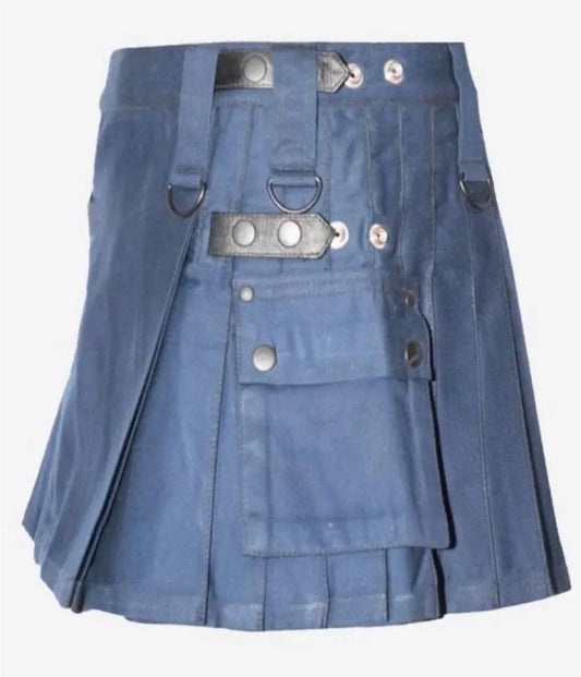 Scottish Half Kilt In Light Navy Blue Colour