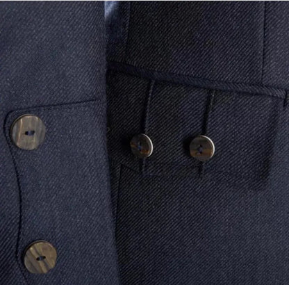 Scottish Men’s Midnight Blue Argyle Kilt Jacket With Vest