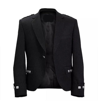 Scottish Men’s Black Argyle Kilt Jacket With Vest