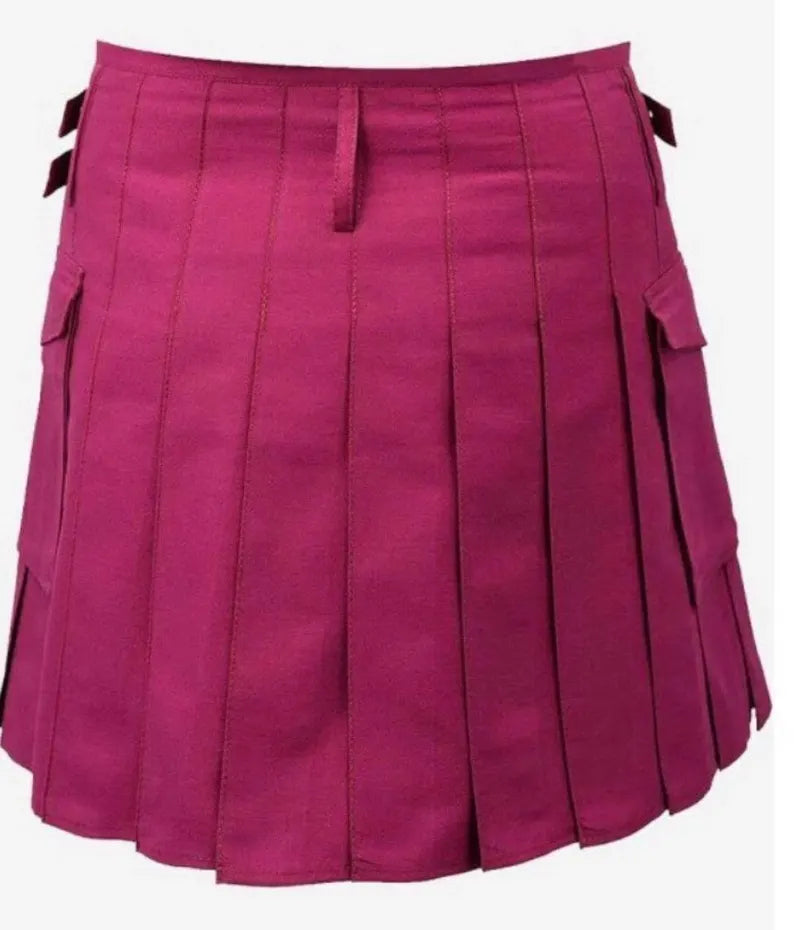 Scottish Women kilt In Cotton Maroon Jeans