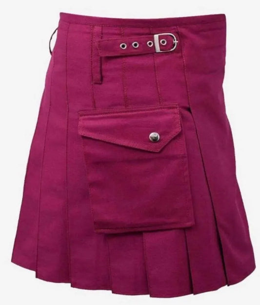 Scottish Women kilt In Cotton Maroon Jeans