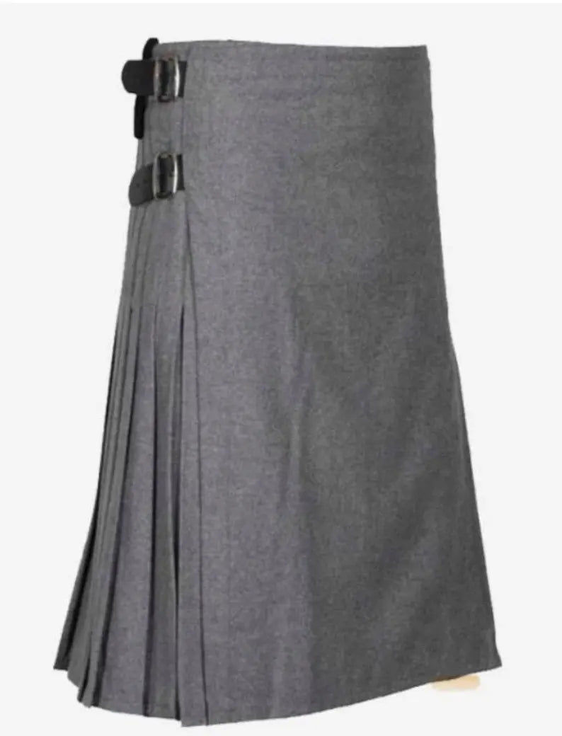 Light Grey Cotton Utility Kilt: Scottish Menswear